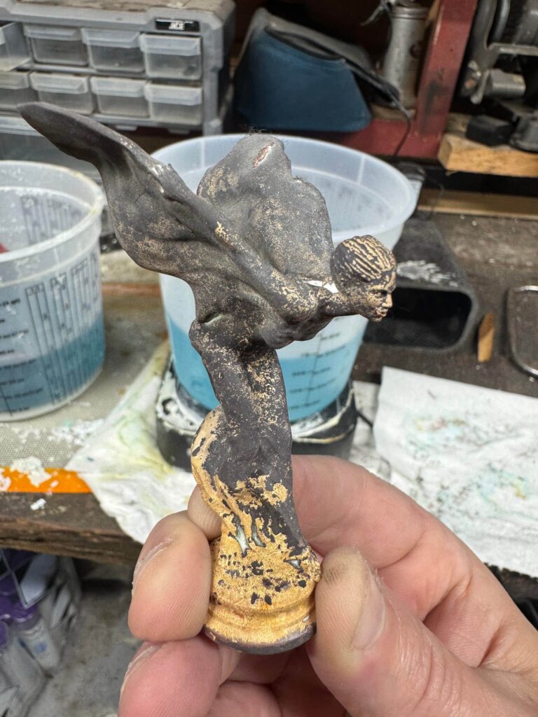 Bronze “Spirit of Ecstasy” during the casting proces